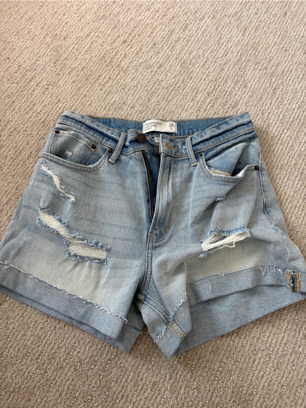 Abercrombie & Fitch Light Blue High Rise Denim Shorts